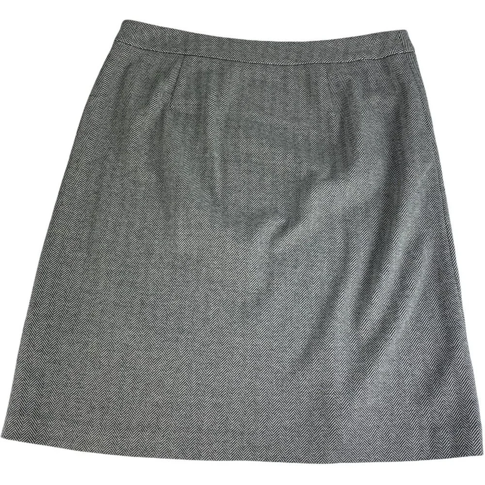 Talbots 10 Skirt A-Line Black White Midi Stretch Career Workwear